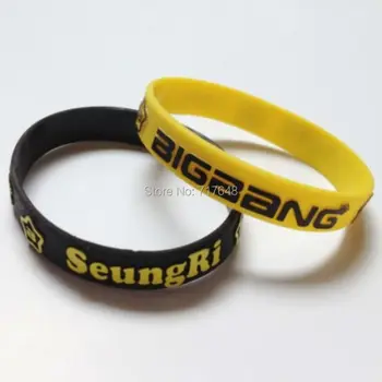 

300pcs Embossed BigBang SeungRi wristband silicone bracelets rubber cuff wrist bands bangle free shipping by FEDEX