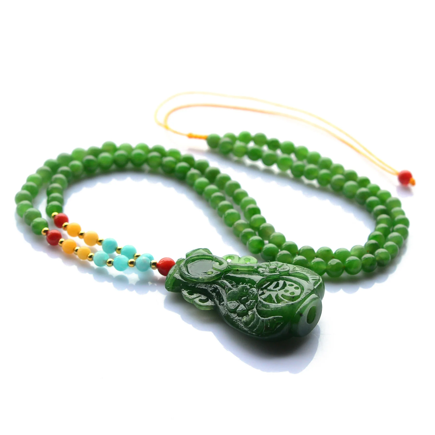 

Handmade Authentic Green Crystal Beads Necklace Pendants 5mm 46*32*11mm