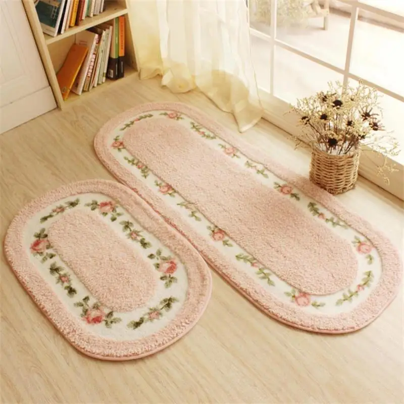 Buy 50X80+45X125CM/Set Pastoral Oval Kitchen Mat Home