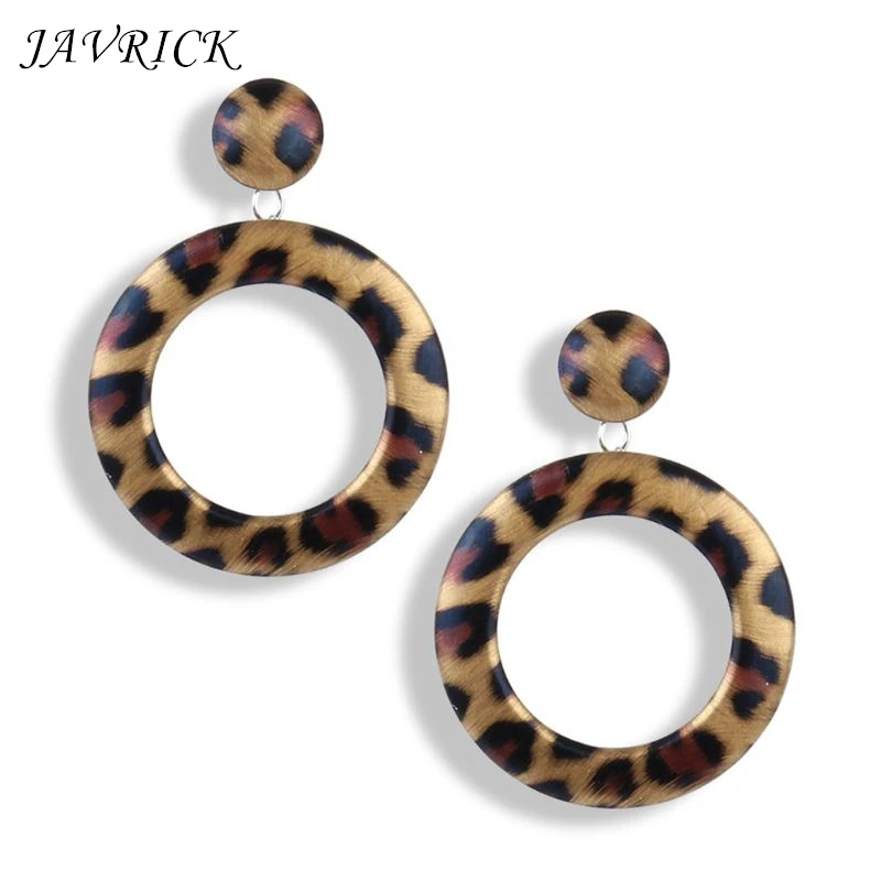 

JAVRICK Acrylic Leopard Snake Print Round Drop Earrings Women Tortoise Shell Jewelry