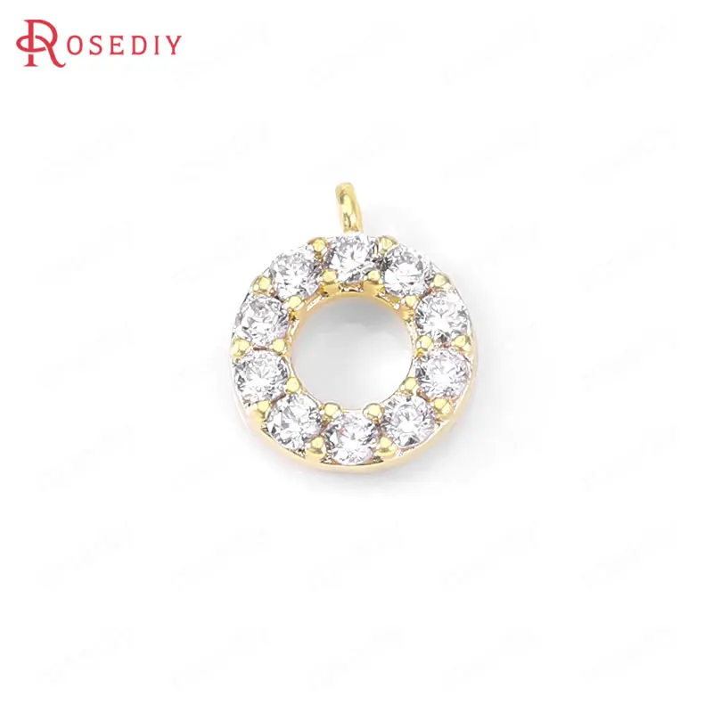 Круглые Подвески из латуни и циркония 6 шт.|Подвески| |
