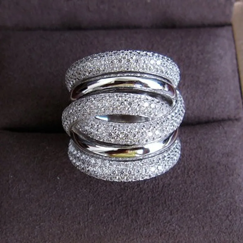 

choucong Eternity Jewelry 236pcs Stone 5A Zircon stone 14KT White Gold Filled Women Engagement Wedding Band Ring Sz 5-11