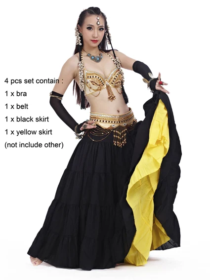 Профессиональный Племенной костюм для танца живота набор бюстгальтера и пояса для женщин Цыганская юбка профессиональное представление индийских дам платье - Цвет: as picture