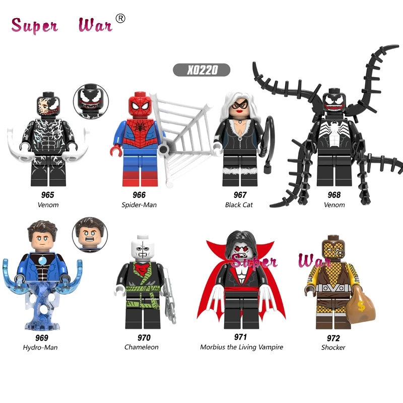 

Single Venom Chameleon Morbius the Living Vampire black Cat Hydro-Man Shocker SpiderMan building blocks toys for children