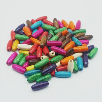 

500pcs/lot Mix Color Rice Oval Shape Wooden Beads 8x5mm 10x6mm Loose Colorful Wood Beads For Jewelry Making DIY Accessories