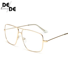 Новые винтажные Золотые очки в металлической оправе мужские женские солнцезащитные очки ретро квадратные оптические линзы очки сталь с прозрачным стеклом