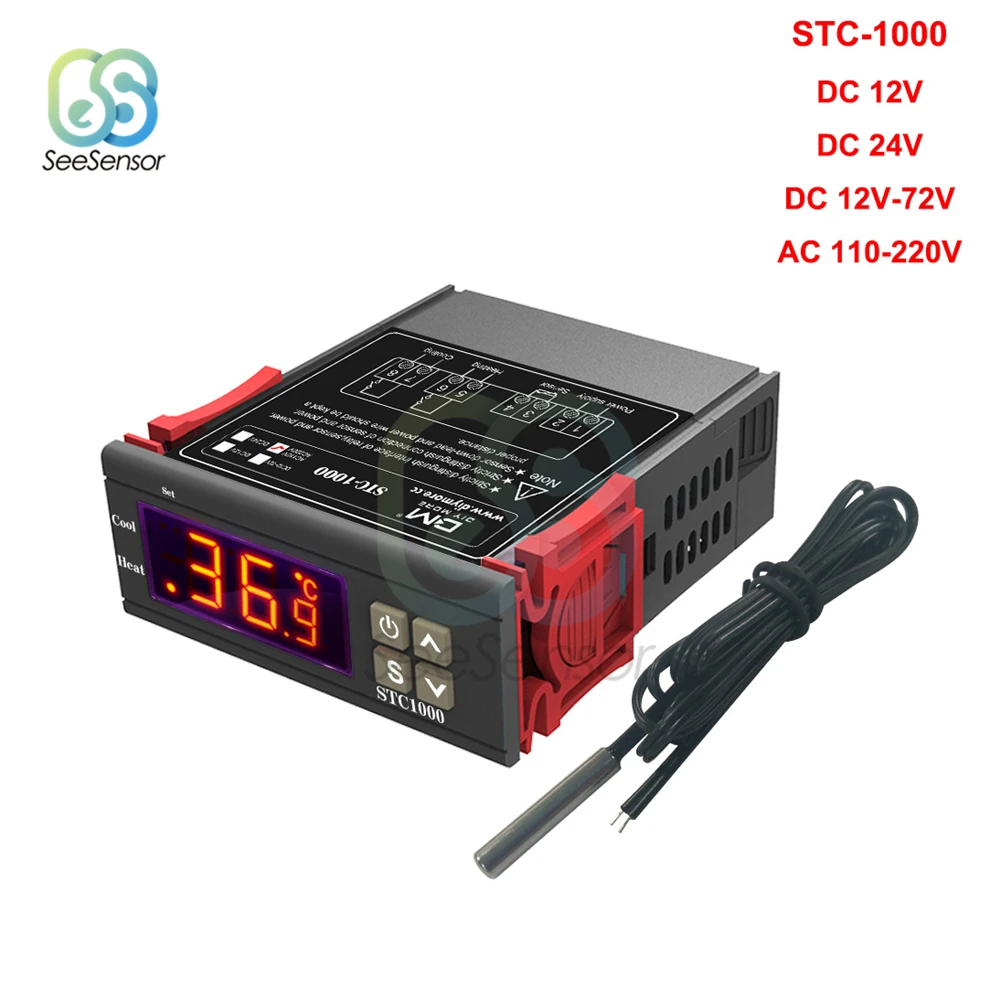

STC-1000 12V 24V 220V LED Digital Thermostat for Incubator Temperature Controller Thermoregulator Relay Heating Cooling Control