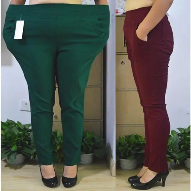 

Women Long Pants 2019 Vintage Plus Siz 7XL High Elastic Pencil Pants High Strench Skinny Trousers Pantalon Taille Haute femm