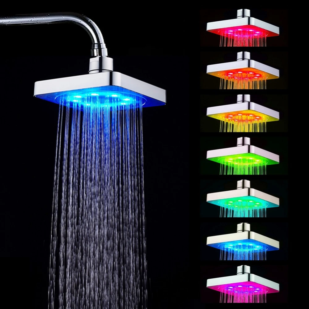7 colores de ducha de mano mano cabeza de ducha LED con luz led automática romántica 7 colores de ducha de mano mano cabeza de ducha LED con luz led automática romántica
