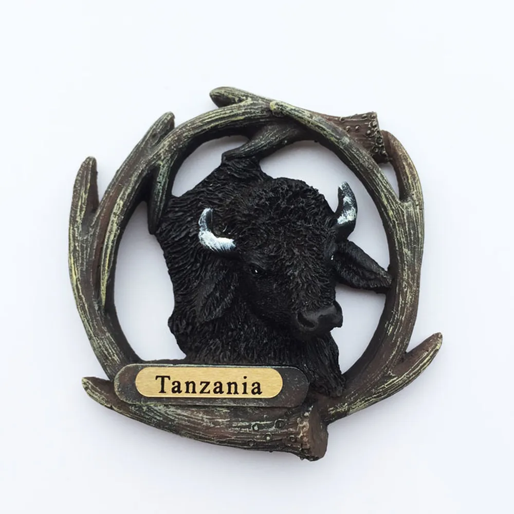 BABELEMI Africa Tanzania Resin Fridge Magnets Stickers 3d Bison Refrigerator Magnet Travel Souvenirs Home Decoration | Дом и сад