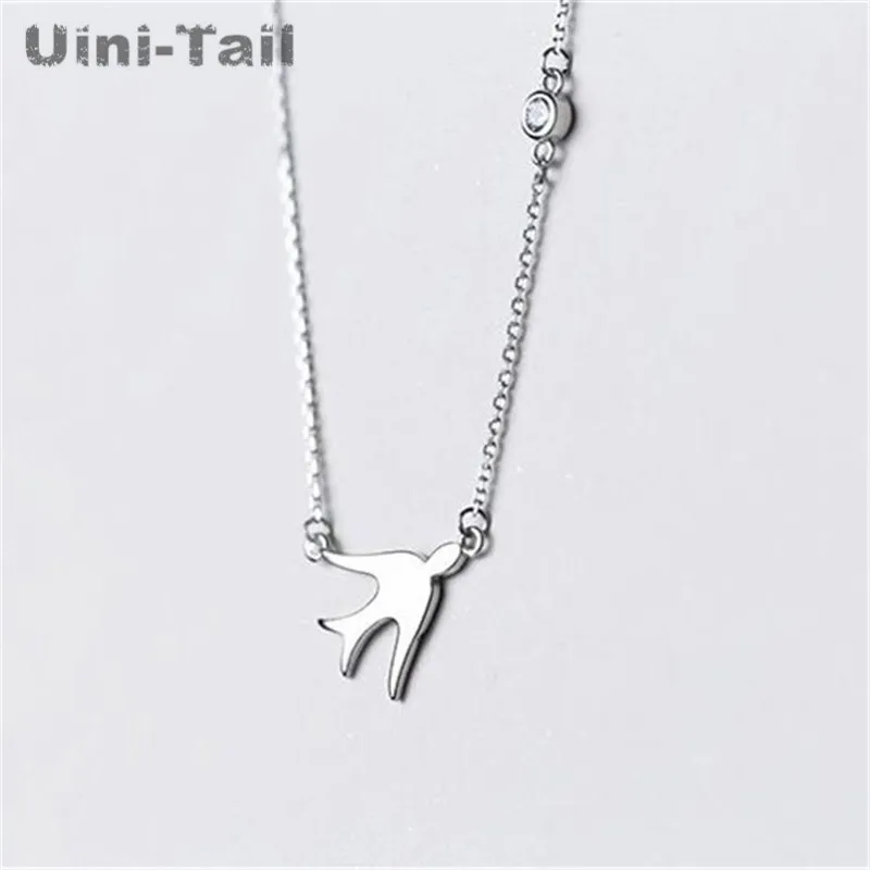 

Uini-Tail hot new 925 sterling silver jewelry Flying bird swallow short necklace female fashion pendant jewelry birthday gift