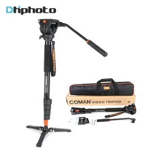 Best price Professional Coman Aluminum Alloy Tripod Video Monopod with Fluid Pan Head Unipod Holder for Canon Sony Nikon Panasonic GH5 DSLR
