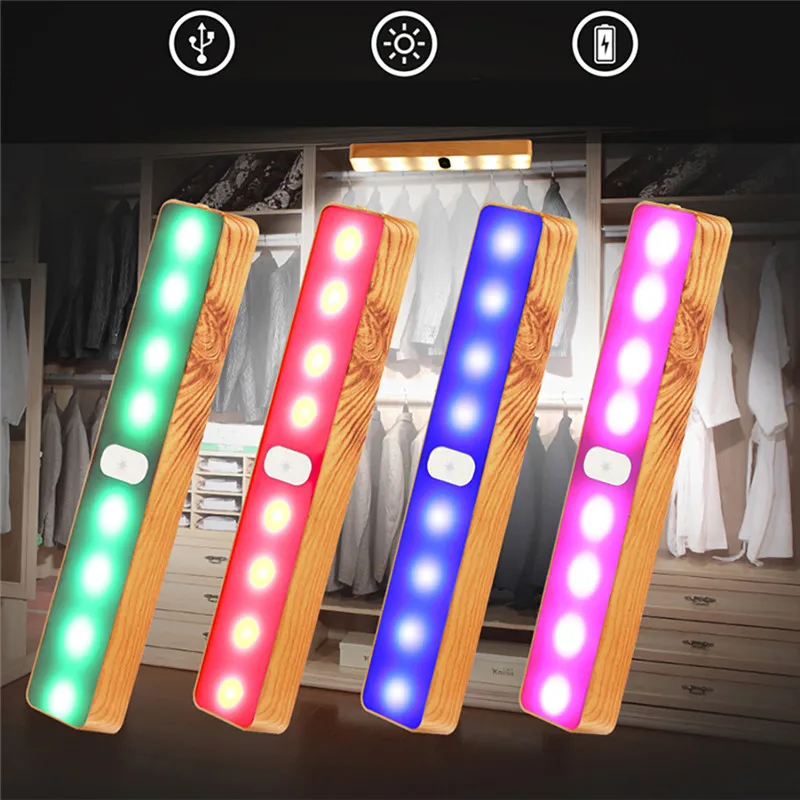 

Colorful Wood Grain Charging Touch LED Light Strip Magnetic Night Light Outdoor Camping Tent Light Wardrobe Wall Lamp