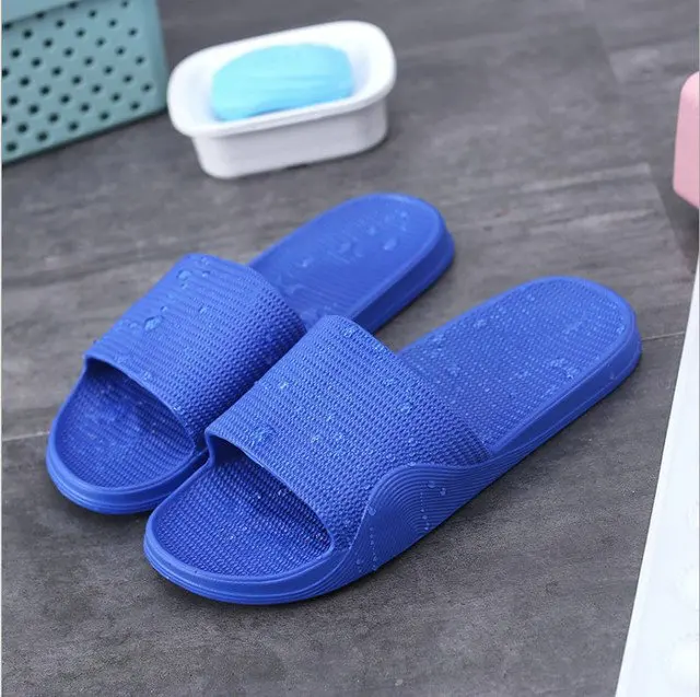 Summer New Pure Color Lovers Household Slippers Anti-slip Waterproof Slide Bathing Bathroom Men's And Women's Lovers Shower Slippers (14)