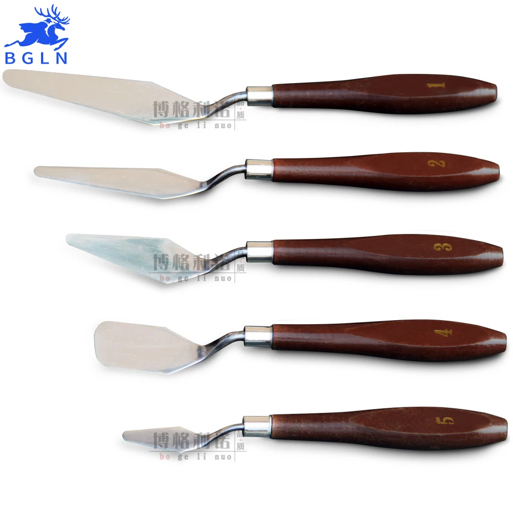 Painting Tools Painting Knife Blade Five Set Wooden Handle Painting Art