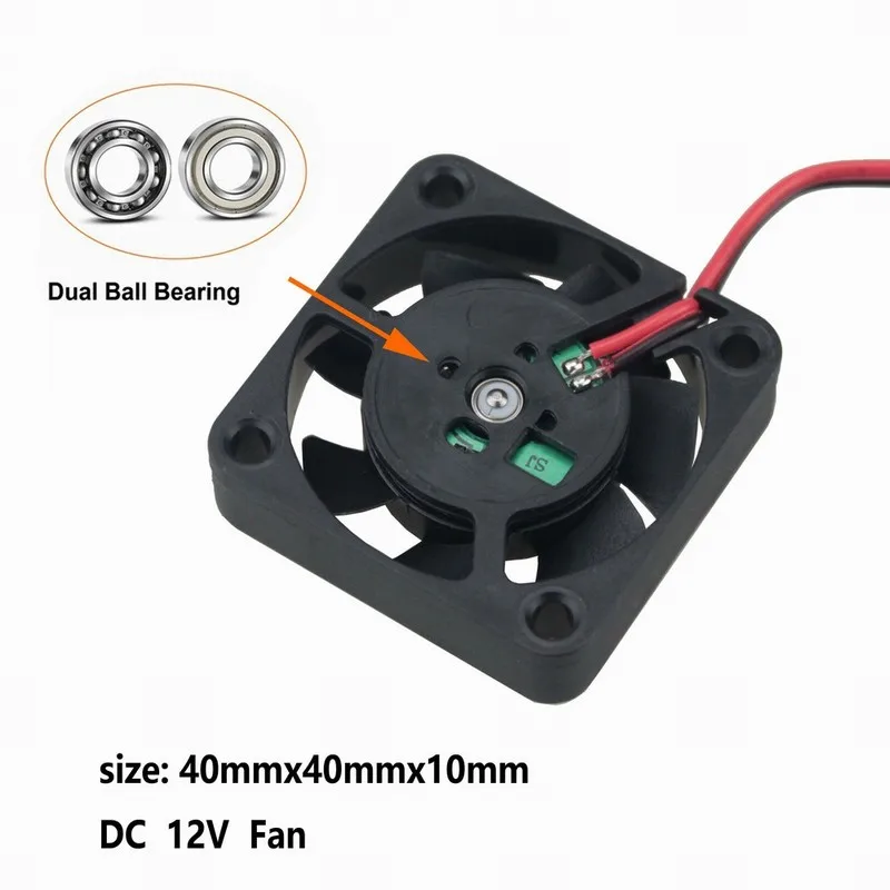2 шт. Gdstime 40x40x10 мм шариковый подшипник 12 В 2Pin DC Бесщеточный Охлаждающий вентилятор