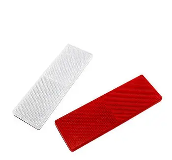 

2x Red/White Self-Adhesive Oblong Rectangular Trailer Truck Reflectors 150x50mm