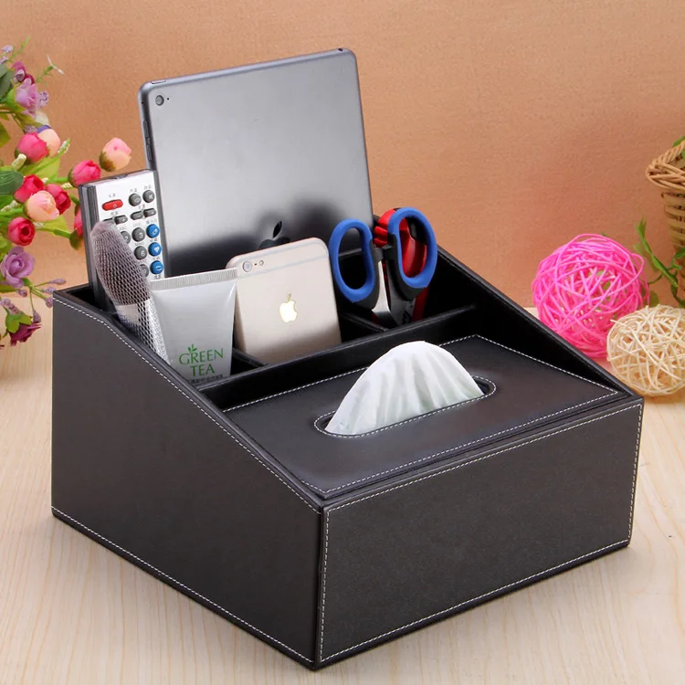 

Leather multifunctional desktop mobile phone remote control storage box coffee table napkin tissue box pumping paper box fashion