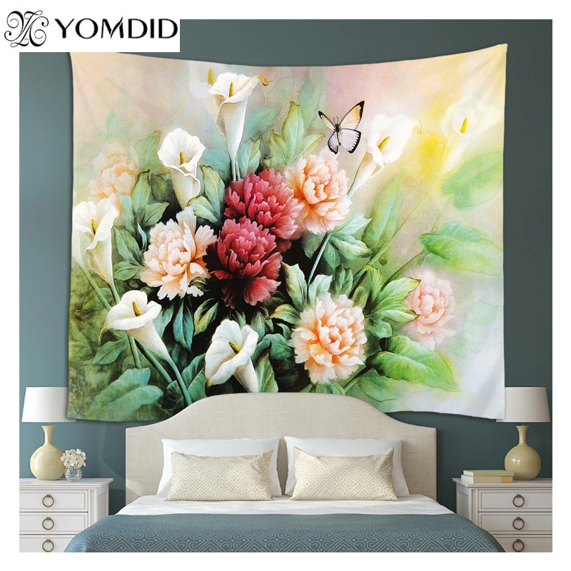 Flower Pattern Tapestry Rose Lavender Printed Mandala Wall hanging