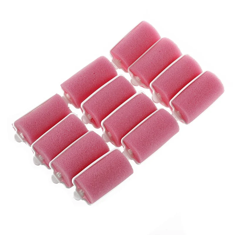 

-12pcs Magic Sponge Foam Cushion Hair Styling Rollers Curlers Twist Tool Salon Pink