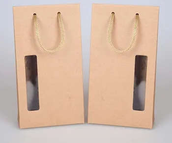 

10*4.5*20cm Kraft paper bag Hand bag Custom cookie box Sugar cake box coffee beem snack handbag with rope100pcs/lot