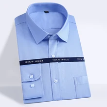 Мужские рубашки с длинными рукавами из хлопка, нежелезные, деловые, строгая сорочка, мужские, однотонные, деловые, нежелезные рубашки