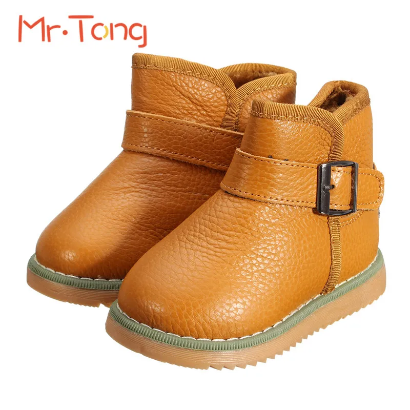 

Autumn Winter Kids Ankle Boot Warm Soft Leather Waterproof Children Snow Boots New Fashion Buckle Hook&Loop Toddler Boy Kid Shoe