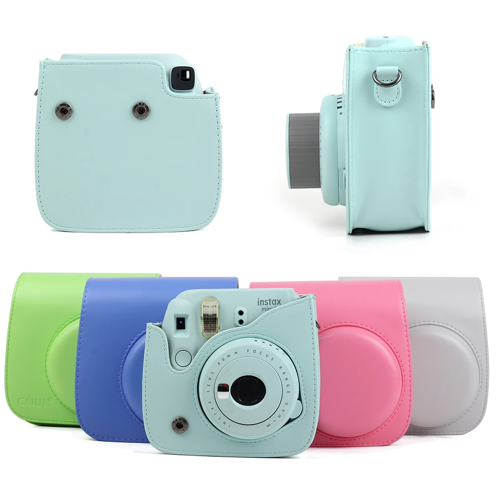 9 Instant Film Camera,with Adjustable Shoulder Strap. Cpano Mini PU Leather Camera Case Bag for Fujifilm Instax Mini 8/8 Ice blue