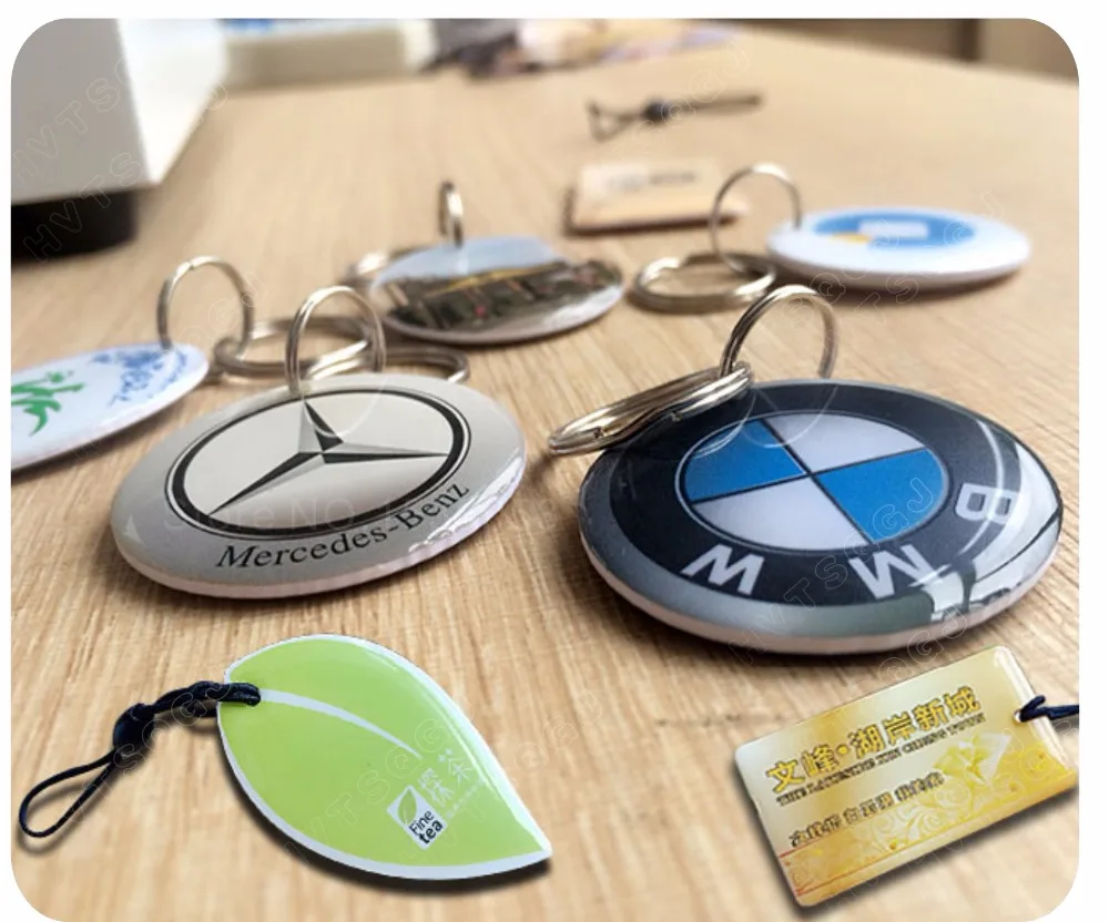 

100PCS NFC Epoxy key tags NFC logo printed 13.56mhz 1k S50 rfid tag keyfobs free shipping