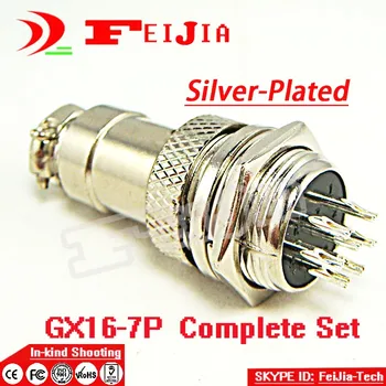 

10set/pack 7 Pin 16mm[Silver-plated] Wire Panel Connector kit GX16-7P Socket+Plug,RS765 Aviation plug interface Free Shopping