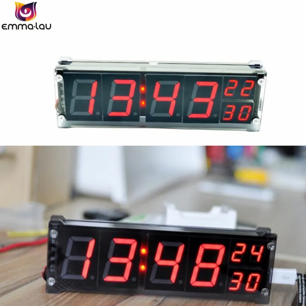 

1.2 Inch Large Digital Tube Car Clock Bright LED Temperature Time Alarm Meter Office Room Table Desktop Clocks DC 5-35V