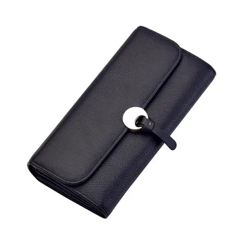 

Women Wallet Female Genuine Leather Female Purse Long Solid Black Women Purse Female Original Leather Purse Free Shipping