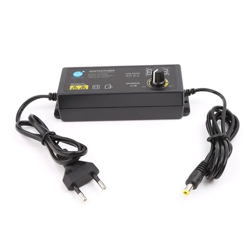 Pаспродажа Регулируемый адаптер питания с экраном дисплея AC100V 240V DC3.8V 37V штепсельной вилкой европейского стандарта