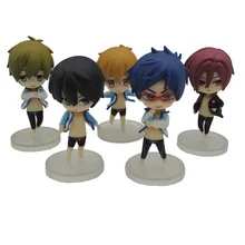 5Pcs Lot Cute Japanese Anime Iwatobi Swim Club Rin Macoto Haruka Nanase Rei Doll Action Figures