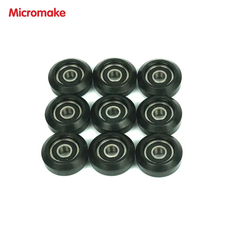 

Micromake 3D Printer Parts 9pcs/lot DIY Black Pulley Parts Pulley Wheel New Injected Plastic Wheel suitable for V-Slot Profile