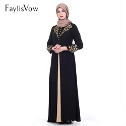 Mujer musulmana vestido de estampado de oro de impresión Abaya de manga larga traje de Dubai el Islam Ramadán fiesta oración Kaftan turco vestidos Mujer musulmana vestido de estampado de oro de impresión Abaya de manga larga traje de Dubai el Islam Ramadán fiesta oración Kaftan turco vestidos