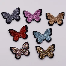 30 шт./2,8 см Смешанные 8 цветов двухслойные блестящие аппликации с бабочкой для DIY детских аксессуаров для волос