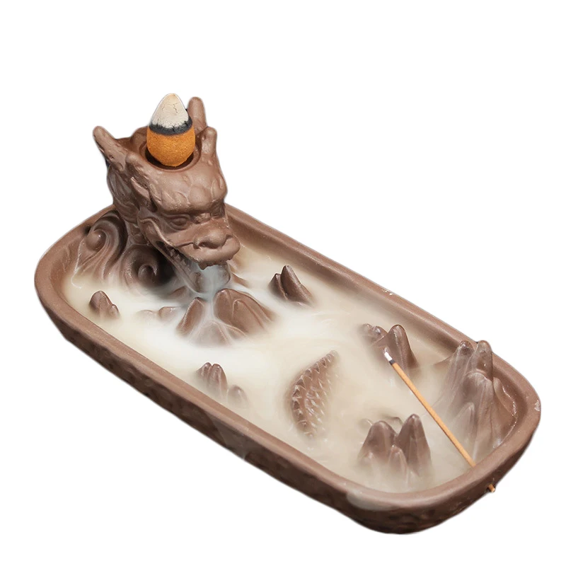 Ceramic Dragon Censer Home Decor Creative Smoke Backflow Incense Burner