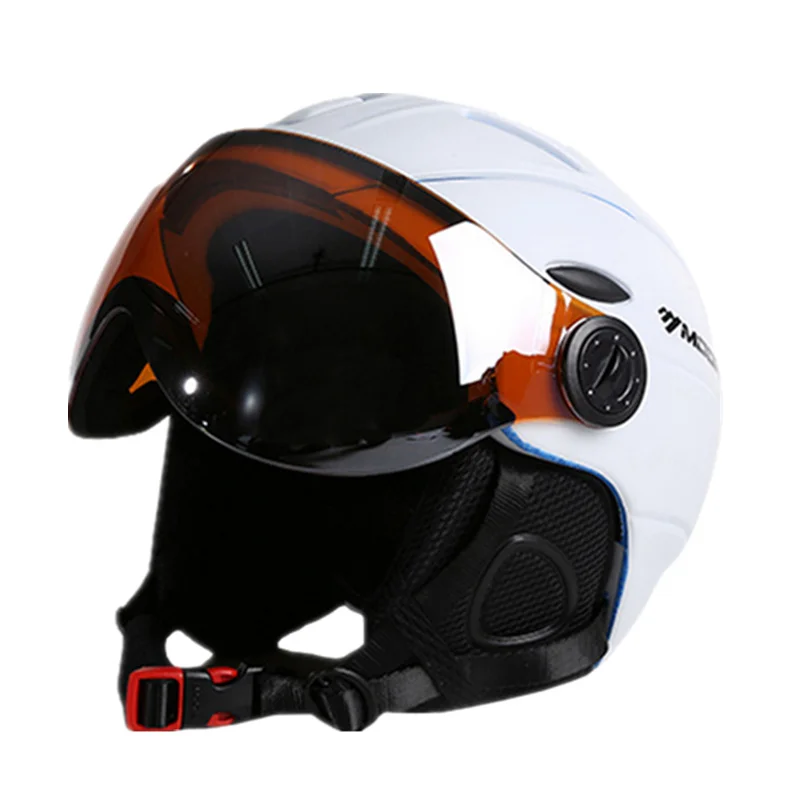 MOON Goggles лыжный шлем цельно-Формованный PC+ EPS CE сертификат лыжный шлем Спорт на открытом воздухе Лыжный Сноуборд Скейтборд - Цвет: white - black foam