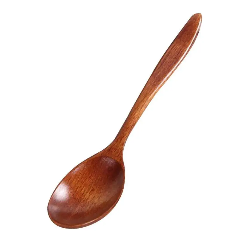 

18cm Handmade Wooden Spoon Coffee Dessert Soup spoon brown Handmade spoon Kitchen Cooking Utensil Tool #A50
