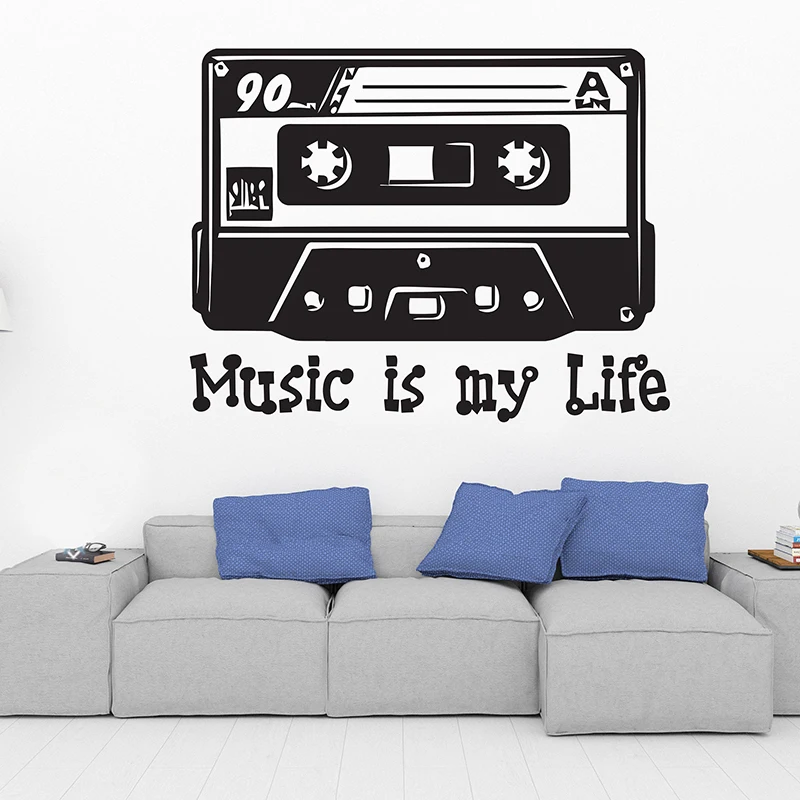 toevoegen aan Te voet Fabrikant Retro magnetische tape vinyl muursticker Music wall art decor Decals voor  kinderkamer slaapkamer girs kamer decoratie DIY muurschilderingen g873 -  AliExpress Huis & Tuin