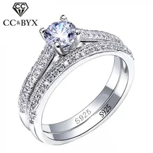 CC 925 Silber Ringe Für Frauen Einfache Design Doppel Stapelbar Mode Schmuck Braut Sets Hochzeit Engagement Ring Zubehör CC634