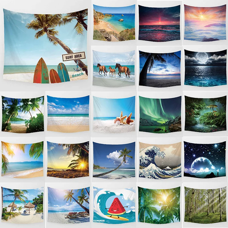 Kaufen Einhorn große tapisserie schönheit meer strand landschaften wand hängen wandteppiche wohnkultur rechteck schlafzimmer wand kunst tapisserie