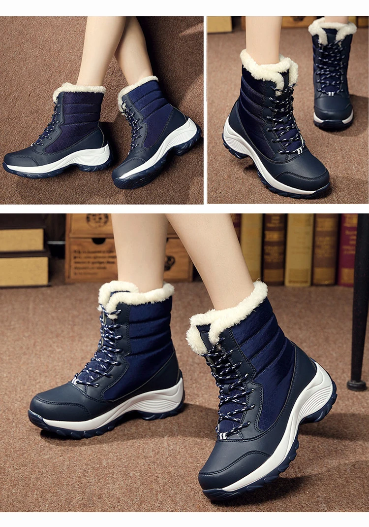 Новая зимняя бархатная женская обувь с высоким берцем универсальные Водонепроницаемые зимние ботинки для студентов Женская хлопковая обувь