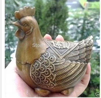 

Chinese bronze statue craft works Brass "Wealth" hens Crafts Home Furnishing Arts pure copper