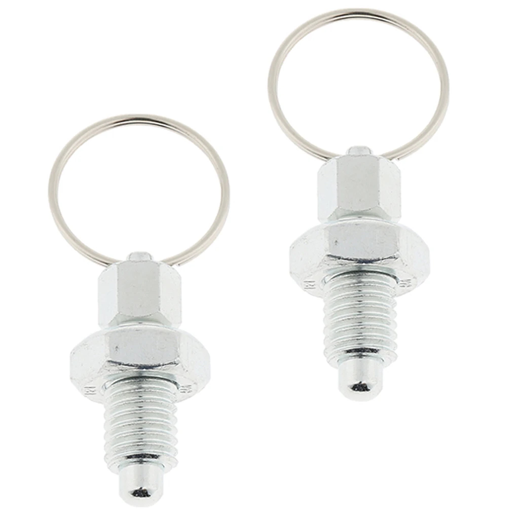 2Pcs Stainless Steel Non Lock-Out Indexing Plunger With Pull Ring M12