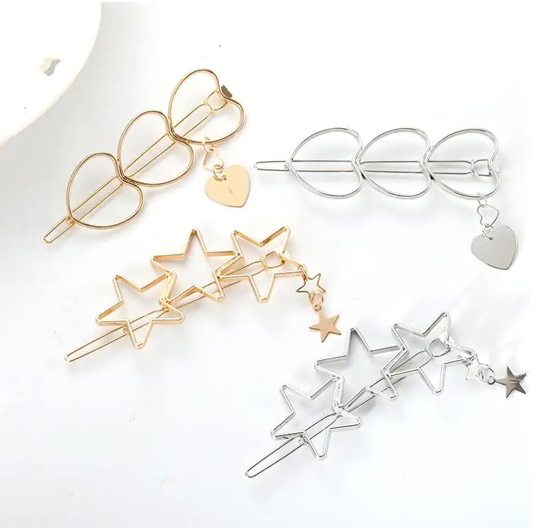 

Fashion Metal Leaf Hair Clip Barrettes Hairpin Barrette Hair Claws Women Girls Trend Charm Pearl Heart Stars