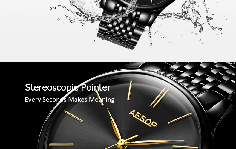 AESOP часы мужские роскошные брендовые деловые мужские механические часы из нержавеющей стали мужские модные сапфировые водонепроницаемые наручные часы