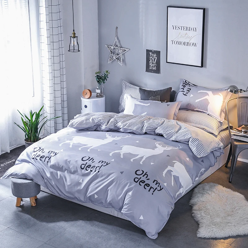 

Home Textile Bright Stars Pattern Soft Relax Bedding Set Bed Cover Bed Sheet Duvet Cover Pillowcase Bed Linen Bedclothes Queen