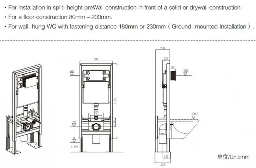 Concealed Cistern Hidden In Wall Flush Tank For Wall Hung Toilet